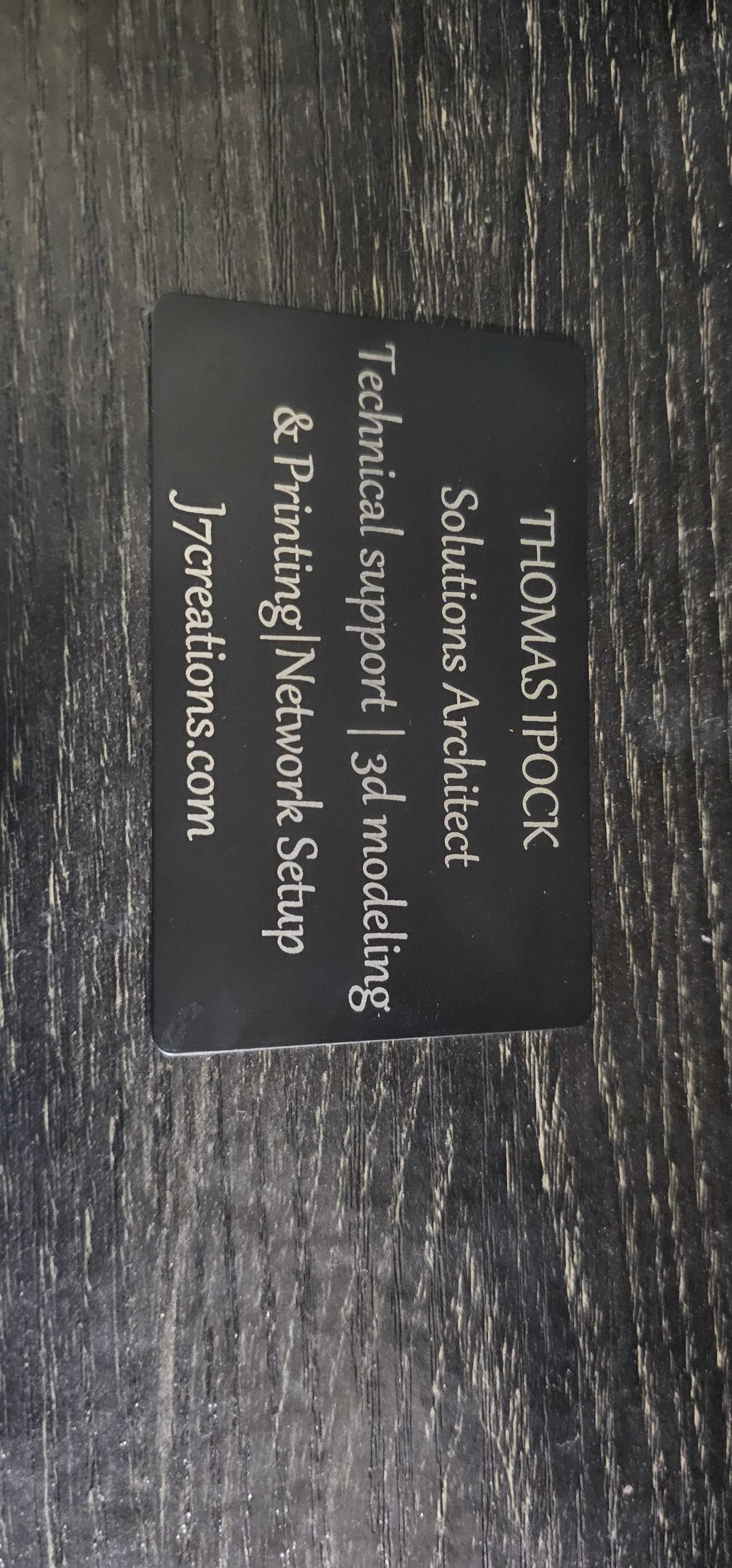 J7 Creations Engraved Business Card - Back